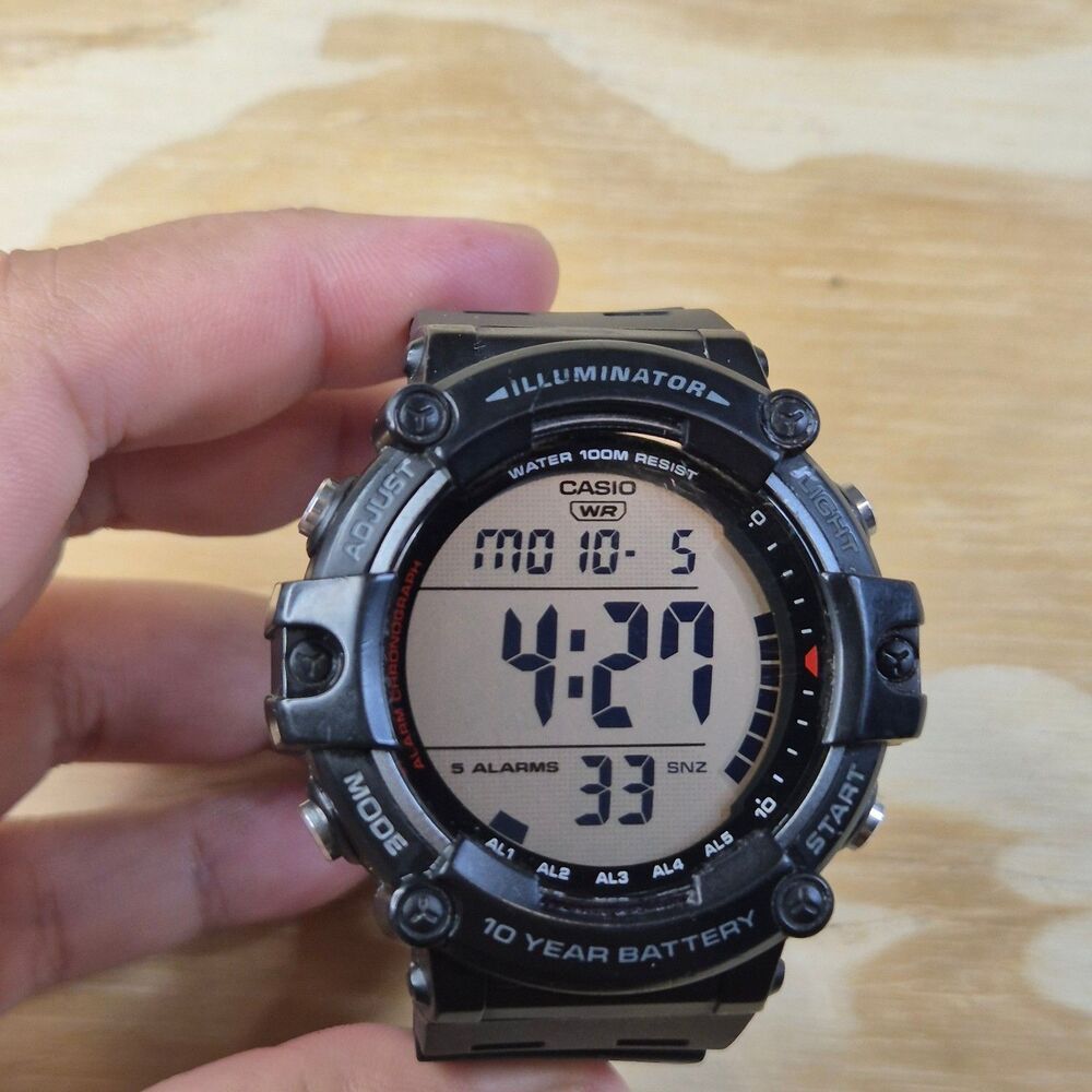 Casio AE-1500WH Black Digital Watch 100M 5 Alarms Illuminator